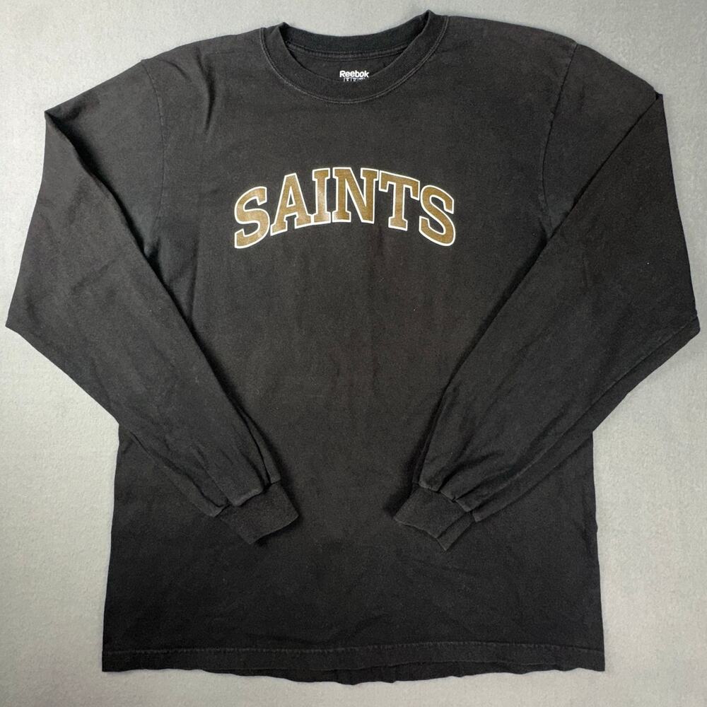 Reebok Saints Long Sleeve Shirt XL Black NFL Football Logo Graphic Tee